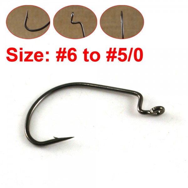 50PCS/Lot Offset Crank Worm Hook for Bass Fishing High Carbon Swimbait Grub Fish Hook Wide Gap Size 6 4 2 1 1/0 -5/0 [YG82306]