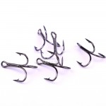 50pc/lot 2/4/6/8/10# Fishing Hook High Carbon Steel Treble Hooks Fishing Tackle Black Color Fishing Equipment