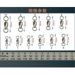 50pcs Size 0/1/2/3/4/5/6# Stainless Steel Fishing Heavy Duty Ball Bearing Swivel With Solid Ring Connector Fishhook