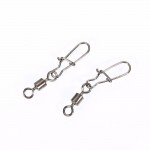 50pcs/lot Fishing Ball Bearing Rolling Swivel Steel Alloy With Snap Fishhook Lure Connector Fish Hook Tackle