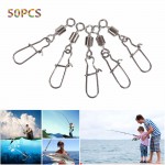 50pcs/lot Fishing Ball Bearing Rolling Swivel Steel Alloy With Snap Fishhook Lure Connector Fish Hook Tackle