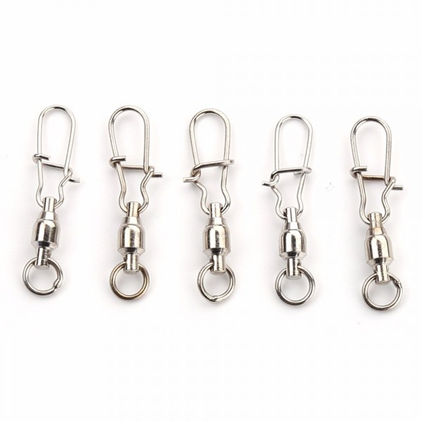 5PCS 2# 3# 4# 6# Ball Bearing Swivels Crane Duo Lock Snap Trolling Rigging Fishing Hook