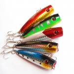 5pc Fishing Lures 5 colors Popper Lure 2.9"-7.3cm/0.39oz-11g fishing bait 6# high carbon steel hook fishing tackle