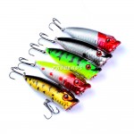 5pc Fishing Lures 5 colors Popper Lure 2.9"-7.3cm/0.39oz-11g fishing bait 6# high carbon steel hook fishing tackle DXP001