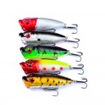 5pc Fishing Lures 5 colors Popper Lure 2.9"-7.3cm/0.39oz-11g fishing bait 6# high carbon steel hook fishing tackle DXP001