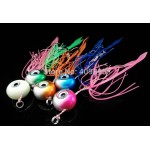 5pcs 50g/80g lead fish with skirt  lead jig jig head Metal jig Mixed 5 colors with seperate package super strong fishing hook