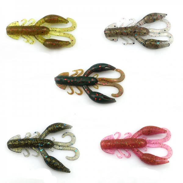 5pcs soft sea fishing lure carp fishing tackle jig swivel rubber lure fishing kit silicone bait protein soft worm shrimp YE-142