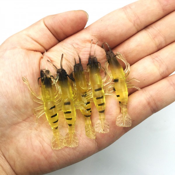 5pcs/lot Fishing Lures Artificial Shrimp Lures Soft Fishing Baits 5.5CM 1.3G crank bait slow sinking plug Worn Fake lure YE-146