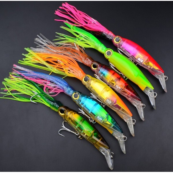 6 PCS Big Size Hard Fishing Lure Fish Bait 24cm/40g Fishing Tackle 6 Color Available Squid Lure Fishing Bait