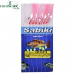 6 Packs Red Sabiki Tackle Rigs Saltwater Sea Fishing Lure Trolling Hook Bait w/ Fluorocarbon Leader Fishing Gear #8 10 12 14 16