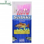 6 Packs Red Sabiki Tackle Rigs Saltwater Sea Fishing Lure Trolling Hook Bait w/ Fluorocarbon Leader Fishing Gear #8 10 12 14 16