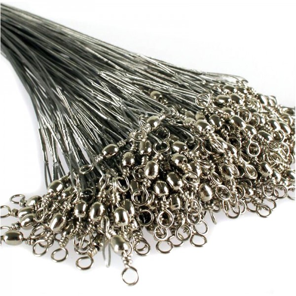 60Pcs Fly Fishing lead Line Leader Stainless Steel Wire leading line Assortment Sleeve Swivel Spinner Rolling Swivels 15/20/25cm