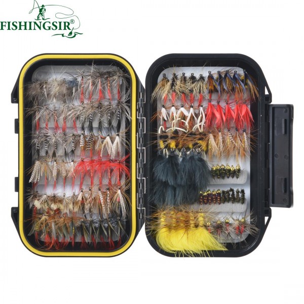 64/100/120PCS Fly Tying Material Fly Fishing Lure Dry/Wet Flies, Nymph Artificial Pesca Bait Lure Carp Winter Pesca Tackle/Box