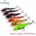 6PCS Metal Lipless Crankbait Fishing Lure Tackle Blade Bait Casting Spoon Lure 10g 15g 20g 25g/50mm 55mm 60mm 65mm Six Colors