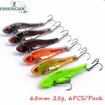 6PCS Metal Lipless Crankbait Fishing Lure Tackle Blade Bait Casting Spoon Lure 10g 15g 20g 25g/50mm 55mm 60mm 65mm Six Colors