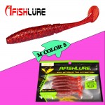 6pcs/lot  T Tail Soft Grub 75mm 3g soft fishing lure Abdomen open hook Paddle Tail Soft Lure artificial lure Bass Fishing bait