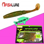 6pcs/lot  T Tail Soft Grub 75mm 3g soft fishing lure Abdomen open hook Paddle Tail Soft Lure artificial lure Bass Fishing bait