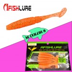 6pcs/lot  T Tail Soft Grub 75mm 3g soft fishing lure Abdomen open hook Paddle Tail Soft Lure artificial lure Bass Fishing bait