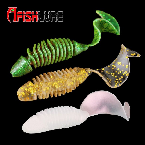 6pcs/lot Afishlure Screw curly tail soft grub 45mm 2.7g jerkbait wobbler jigging Capuchin Maggots fishing lure silicone bait 