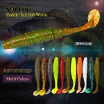 6pcs/lot T Tail Soft Worm 3.2g 75mm Paddle Tail Lure wobbler fishing soft lure for bass Fishing Bait Grub Swimbait Fishing Lure