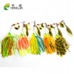 7Pcs Spinnerbait Metal Sequins Lures Silicone Skirt Jig Fishing Lure Wobbler Spinner Beard Tackle 16.3G