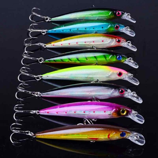 8pieces High Grade Carp Fishing Bait Pesca Minnow Lure Plastic Lures 3D eyes 11cm 13.5g Isca Artificial HCS Hook Sea bass Tackle