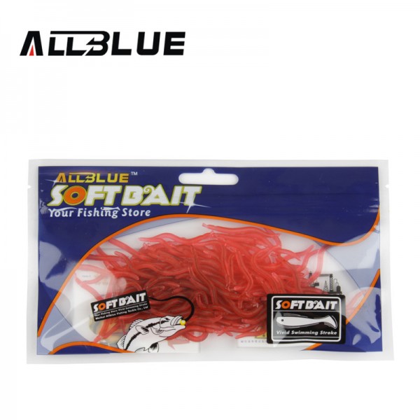 ALLBLUE 100pcs Red Worm Lures 4cm /0.2g Soft Lure Bait Carp Fishing Lure Set Artificial Lure Fishing Tackle Earthworm