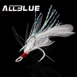 ALLBLUE 10Pcs/lot New  Super Strong Tank Feathered Treble Hooks 2# 4# 6# 8# 10# Three Fish Fly Hooks Lure Fishing Tackle