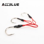 ALLBLUE 10pcs Stainless Steel Jigging Spoon Fishing Hook With PE Line Saltwater Jig Assist Fishhook For Sea Fishing Size 1/0-4/0