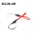 ALLBLUE 10pcs Stainless Steel Jigging Spoon Fishing Hook With PE Line Saltwater Jig Assist Fishhook For Sea Fishing Size 1/0-4/0