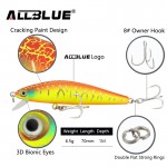 ALLBLUE 2017 Good Quality Fishing Lure Laser Minnow Wobbler Professional Baits 70mm/6.5g 8# Anti-rust Hook Crankbait Popper AB02