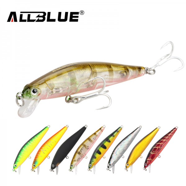 ALLBLUE 2017 Good Quality Fishing Lure Laser Minnow Wobbler Professional Baits 70mm/6.5g 8# Anti-rust Hook Crankbait Popper AB02