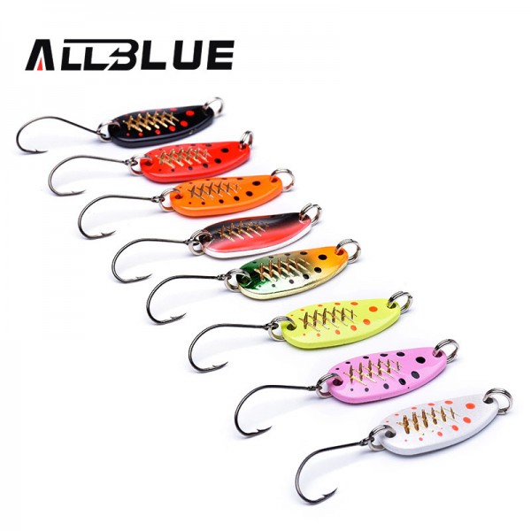 ALLBLUE 4g 30mm Copper Spoon Fishing Lure Metal Lures Hard Baits MOMO Spoon Mixed Colours Isca Artificial Trout Lure