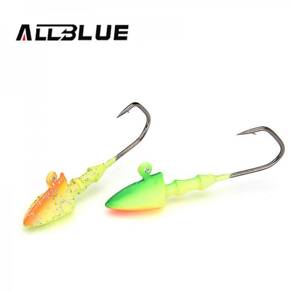 ALLBLUE Colorful Lead Swinbait Jig Head 5g 7g 14g Barbed Hook 4pcs/lot Soft Lure Jigging Hook Fishhooks Fishing Tackle