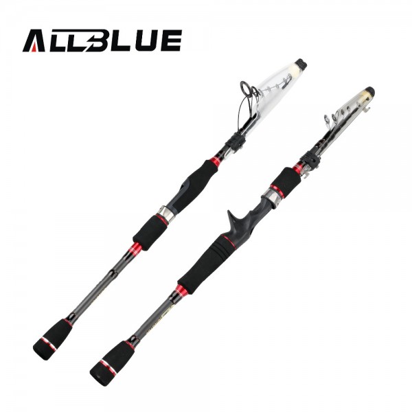 ALLBLUE RedWolf Carbon Fiber Telescopic Fishing Rod 1.95m 2.1M 2.4M 2.7M Spinning Casting Rod Saltwater Fishing Travel Rod