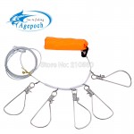 Agepoch Promotion! Hot Sale 5 Snap Stainless Steel Ropes Float Fish Stringer Fishing Lock for Accessories China Tackle