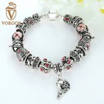 Alibaba Hot Sell Fish Charm Chamilia Bracelet 925 Tibetan Silver Murano Glass For Women Fashion European Style Jewelry P1236