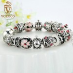 Alibaba Hot Sell Fish Charm Chamilia Bracelet 925 Tibetan Silver Murano Glass For Women Fashion European Style Jewelry P1236