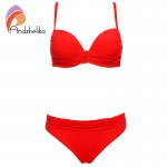 Andzhelika 2017 New Bikini Set Swimwear Women Sexy Solid Bikini Push Up Beach Swim Suit Bathing Suit Biquini Plus Size Swimwear