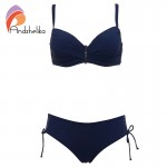 Andzhelika 2017 New Sexy Bikinis Women Swimwear Solid Retro Female Bikini Set Beachwear Bathing Suits Biquini Plus Size Swimwear