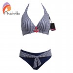 Andzhelika bikini Sets Women Plus Size Swimwear 2017 New Striped Swimsuit Sexy Halter Brazilian Bathing Suits Biquini AK81641