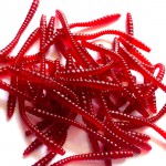 Anmuk 50pcs 5.5cm/0.23g Earthworm Soft Lure Red Worms Soft Bait Artificial Bait Soft Fishing Lure