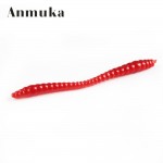 Anmuk 50pcs 5.5cm/0.23g Earthworm Soft Lure Red Worms Soft Bait Artificial Bait Soft Fishing Lure