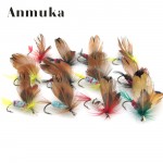 Anmuka 12Pcs 1dozen Fishing Lures Fly fishing Butterfly Hooks Feather bait Hook dry fly hook, Steel Hooks fishing bait 81019