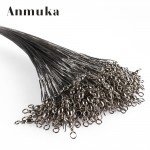 Anmuka 18Pcs Fly Fishing lead Line Leader Wire leading line Assortment Sleeve Swivel Stainless Steel Rolling Swivels 15/20/26cm