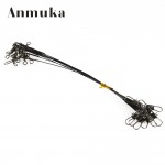 Anmuka 18Pcs Fly Fishing lead Line Leader Wire leading line Assortment Sleeve Swivel Stainless Steel Rolling Swivels 15/20/26cm