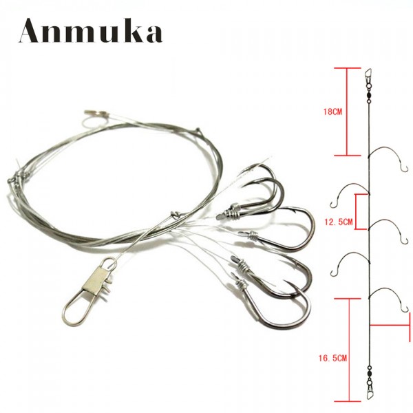 Anmuka 1pcs String Hook 5# 6# 7# 8# 9# 10# 11# 12# Explosion Fishhooks Carbon Steel Bait Holder Fishing Hooks Set