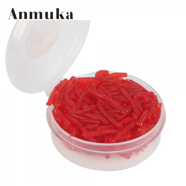 Anmuka 200pcs/lot 2.0cm/0.04gram Red Worm Lures Soft Bait Worms Hot Fshing Takcle Grub Artificial Lures FREE SHIPPING 21002