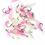 Anmuka 20pc Sabiki Soft Fishing Lure 3.8cm Luminous/pink Shrimp Bait with a Singe Hook 6#-12#