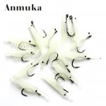 Anmuka 20pc Sabiki Soft Fishing Lure 3.8cm Luminous/pink Shrimp Bait with a Singe Hook 6#-12#